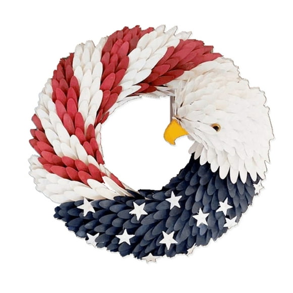 Red White Blue, 15inch Nyaon American Eagle Wreath Glory Patriotic Red White and Blue Eagle Wreath for Front Door Window Wall Decoration 